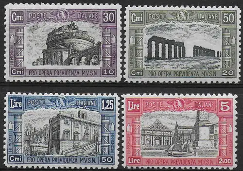 1928 Italia Pro Milizia 2nd issue 4v. bc MNH Sassone n. 220/23