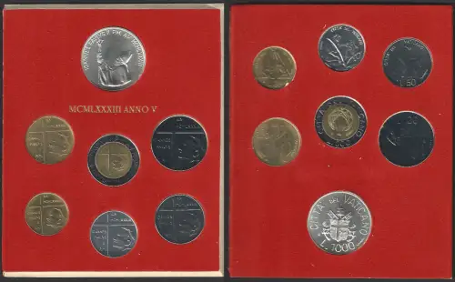 1983 Vaticano Mint divisional series 7 coins FDC-MS65