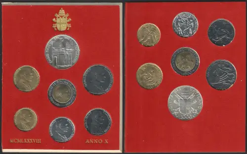 1988 Vaticano Mint divisional series 7 coins FDC-MS65