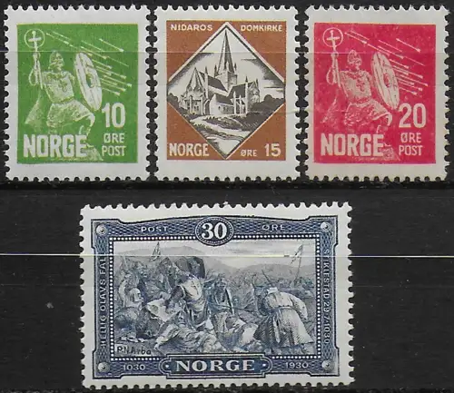 1930 Norvegia death of King Olav II 4v. MNH Unificato n. 147/50
