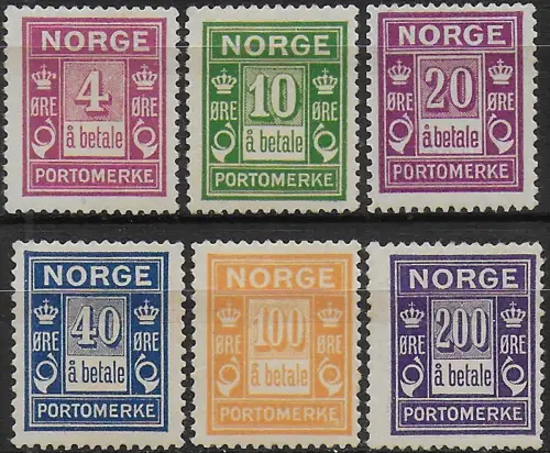 1921-23 Norvegia postage due A BETALE 6v. MNH Unificato n. 7/12