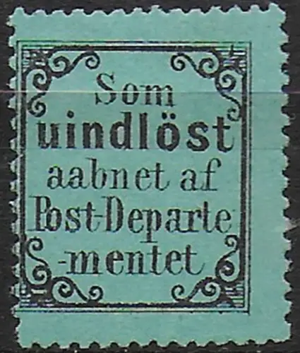 1872 Norvegia Return stamp green MNH Unificato n. 2