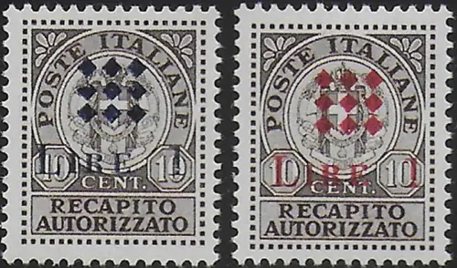 1945 Guidizzolo Lire 1 on 10c 2v. MNH Sassone n. 1A/1B