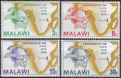1974 Malawi 100th UPU Anniversary 4v. MNH SG n. 457/60