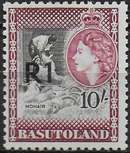 1961 Basutoland R1 type I on 10s. MNH SG n. 68