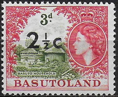 1961 Basutoland 2½c. on 3d. type I MNH SG n. 61