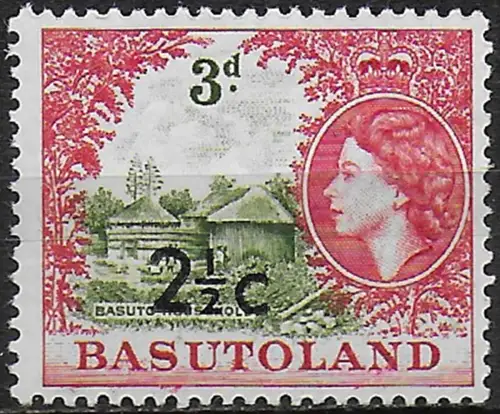 1961 Basutoland 2½c. on 3d. type II MNH SG n. 61a