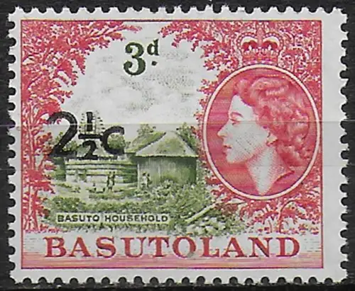 1961 Basutoland 2½c. on 3d. type III MNH SG n. 61ab