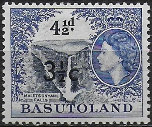 1961 Basutoland 3½c. on 4½d. type II MNH SG n. 62a