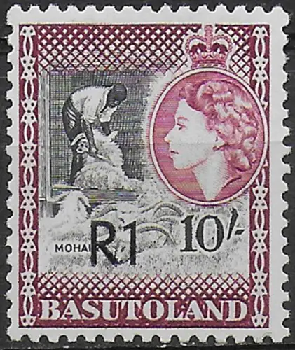 1961 Basutoland R1 type II on 10s. MNH SG n. 68a