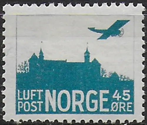 1927 Norvegia Plane and castle airmail 1v. MNH Unificato n. 1
