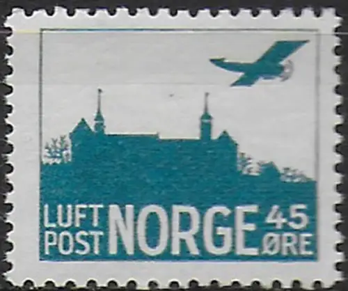1934 Norvegia Plane and castle airmail 1v. MNH Unificato n. 1A
