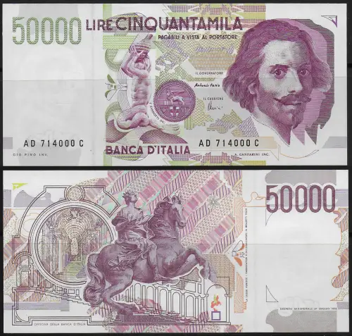 1997 Lire 50.000 Bernini 2nd type FDS BI 81D Gigante
