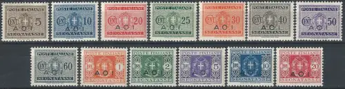 1939-40 Africa Orientale Italiana postage due 13v. MNH Sassone n. 1/13