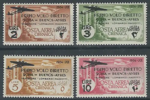 1934 Cirenaica Roma-Buenos Aires airmail 4v. MNH Sassone n. 20/23
