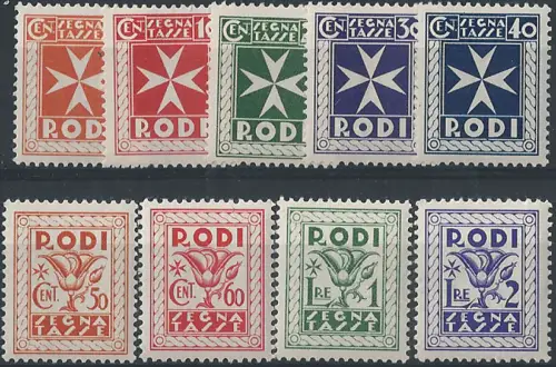 1934 Egeo postage due stamps 9v. MNH Sassone n. 1/9