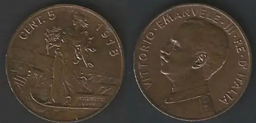 1918 Italia VE II 5c. Italia su Prora in rame FDC