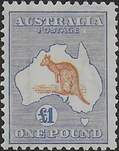1919 Australia Kangaroo £1 bistre-brown bright blue MNH SG n. 44b
