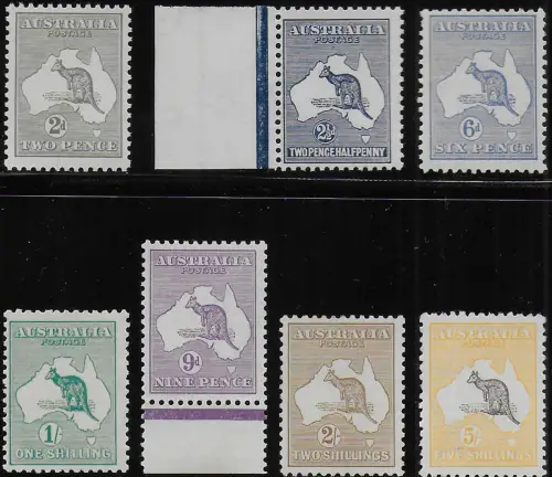 1915 Australia Kangaroo 7v. W 5 MNH SG n. 24/30