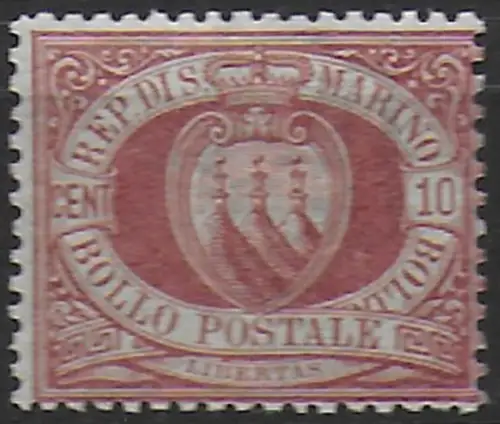 1899 San Marino Coat of Arms 10c. brown red mc MNH Sassone n. 28