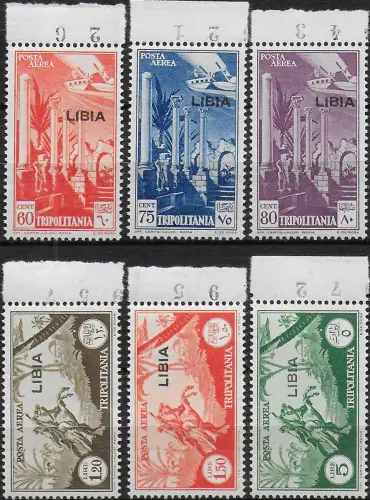 1940-41 Libia airmail 6v. overprinted bf MNH Sassone n. 46/51