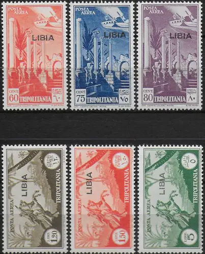 1940-41 Libia airmail 6v. overprinted MNH Sassone n. 46/51