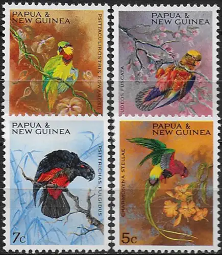 1967 Papua various parrots 4v. MNH YeT n. 122/25