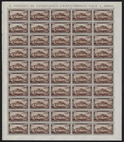 1949 Italia Repubblica Romana foglio MNH Sassone n. 600