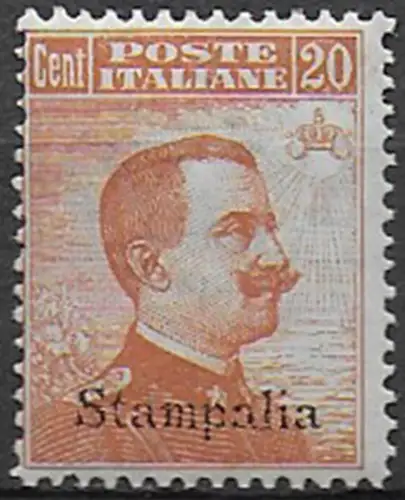 1921-22 Egeo Stampalia 20c. orange MNH Sassone n. 11