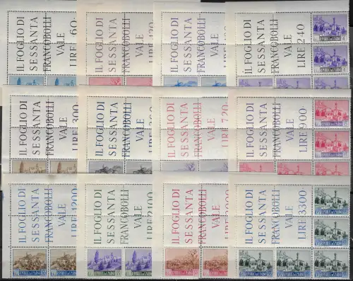 1949-50 San Marino Paesaggi angolari 12v. MNH Sassone n. 1/12