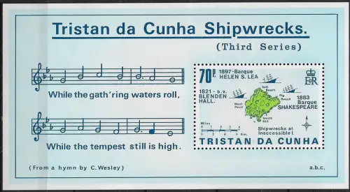 1987 Tristan da Cunha Islans shipwrecks MS III MNH YeT n. 20