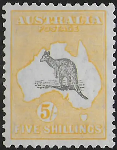 1929 Australia Kangaroo 5s. grey and yellow MNH SG n. 111