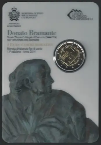 2014 San Marino euro 2,00 Bramante FDC-MS65