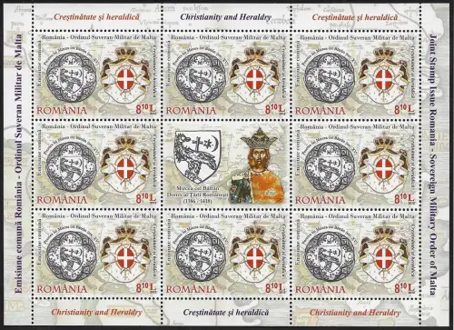 2012 Romania Cristianesimo e Araldica con SMOM 1MS MNH