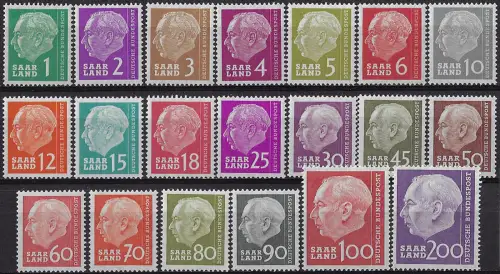 1957 Saarland German Heuss 20v. MNH Unificato n. 362/81