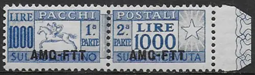 1954 Trieste A parcel post stamps Lire 1.000 Cavallino bf MNH Sassone n. 26