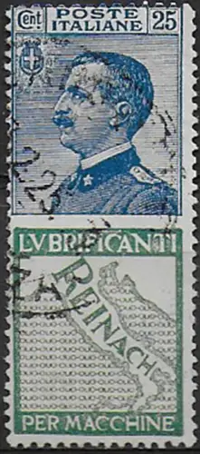 1925 Italia Pubblicitari 25c. Reinach used Sassone n. 7