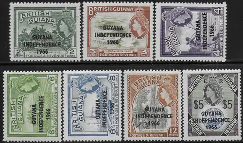 1966-67 British Guyana Independence 7v. MNH SG n. 378/84