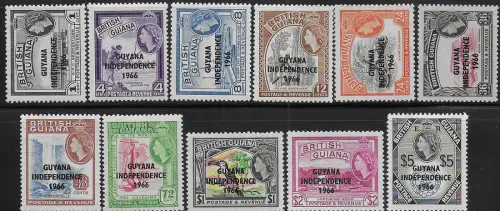 1966-67 British Guyana Independence 11v. MNH SG n. 399/407b