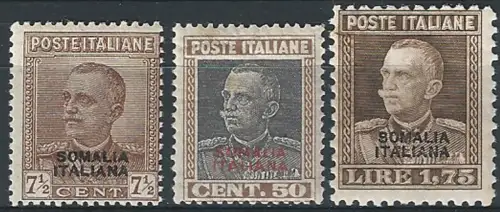 1928 Somalia 3v. MNH Sassone n. 116/118