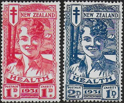 1931 New Zealand Health Smiling boy 2v. MLH SG n. 546/47