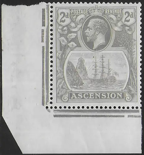 1924 Ascension 2d. cleft rock 1v. corner MNH SG n. 13c