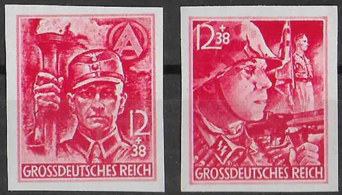 1945 Germania Reich SA + SS 2v. unperf. MNH Unificato n. 825B/26B