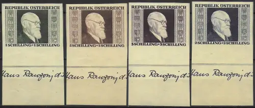 1946 Austria President Renner 4v. unperf. bf MNH Unificato n. 634A/37A