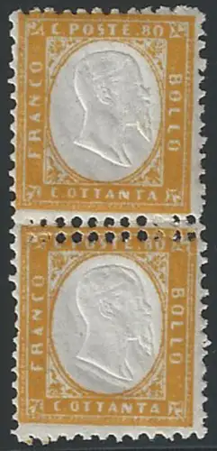 1862 Italia VE II 80c. orange yellow variety MNH Sassone n. 4nf