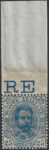 1893 Italia Umberto I 25c. azzurro bfc MNH Sassone n. 62