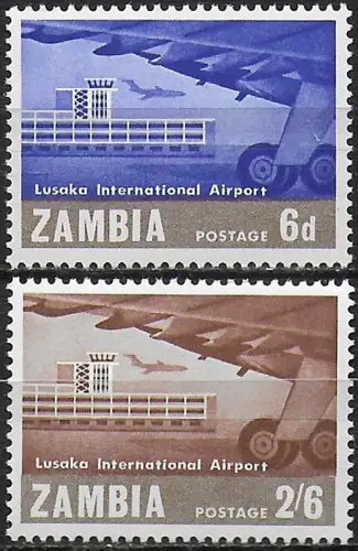 1967 Zambia Lusaka Airport 2v. MNH SG n. 122/23
