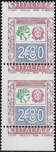 2004 Italia Siracusana high values euro 2,80 variety pair MNH Unificato 2776Ba+Bc
