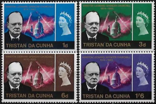 1966 Tristan da Cunha Churchil Commemoration 4v. MNH SG n. 89/92
