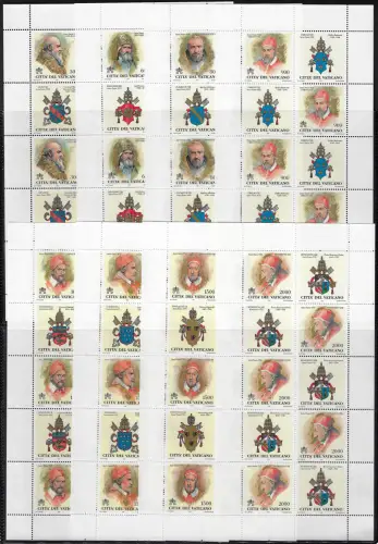 1999 Vaticano Papi 8 MS MNH Sassone n. 36/43